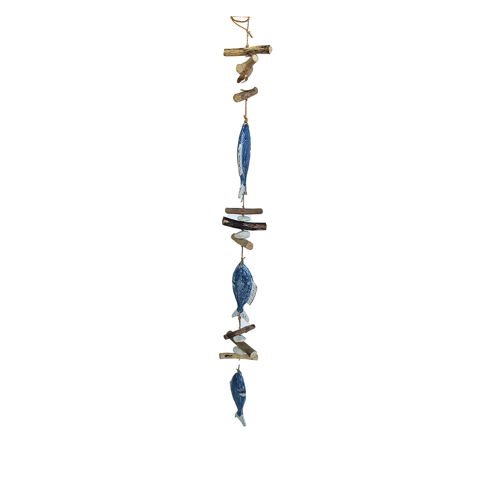Accessories Hung Drift Wood 3 Birds Hanging Blue Antique