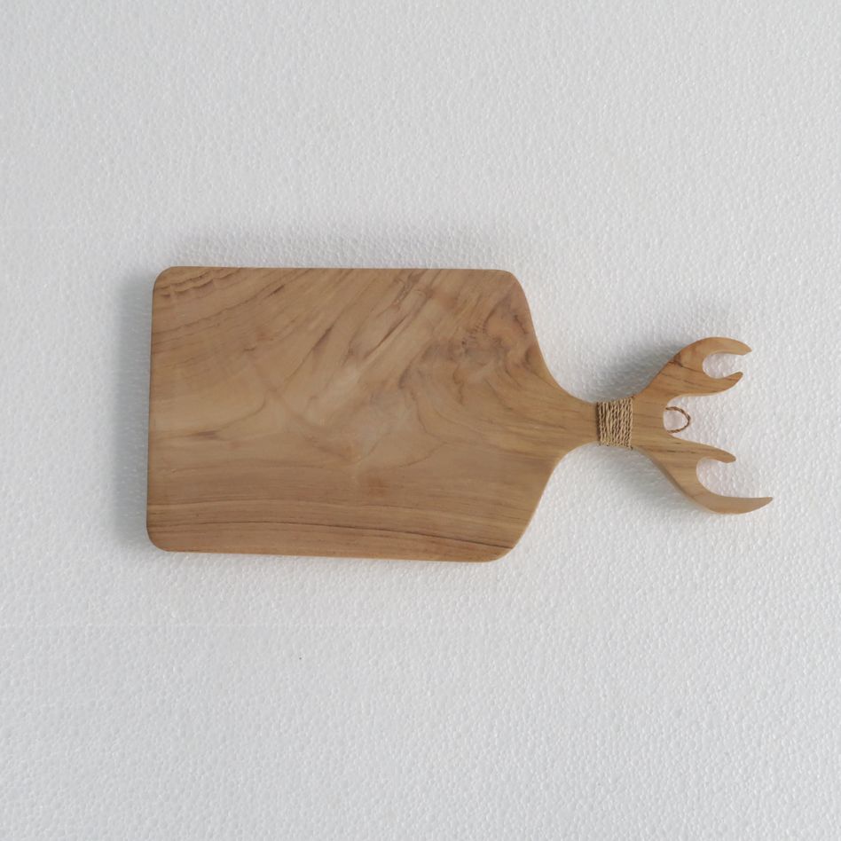 Teak Wood Cutting Board With Horn