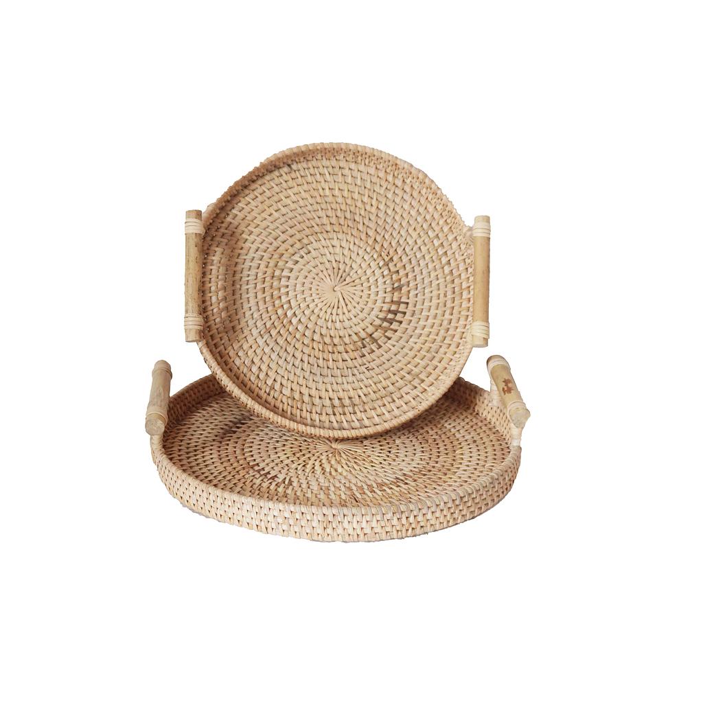 Rattan Tray With Handle Natural