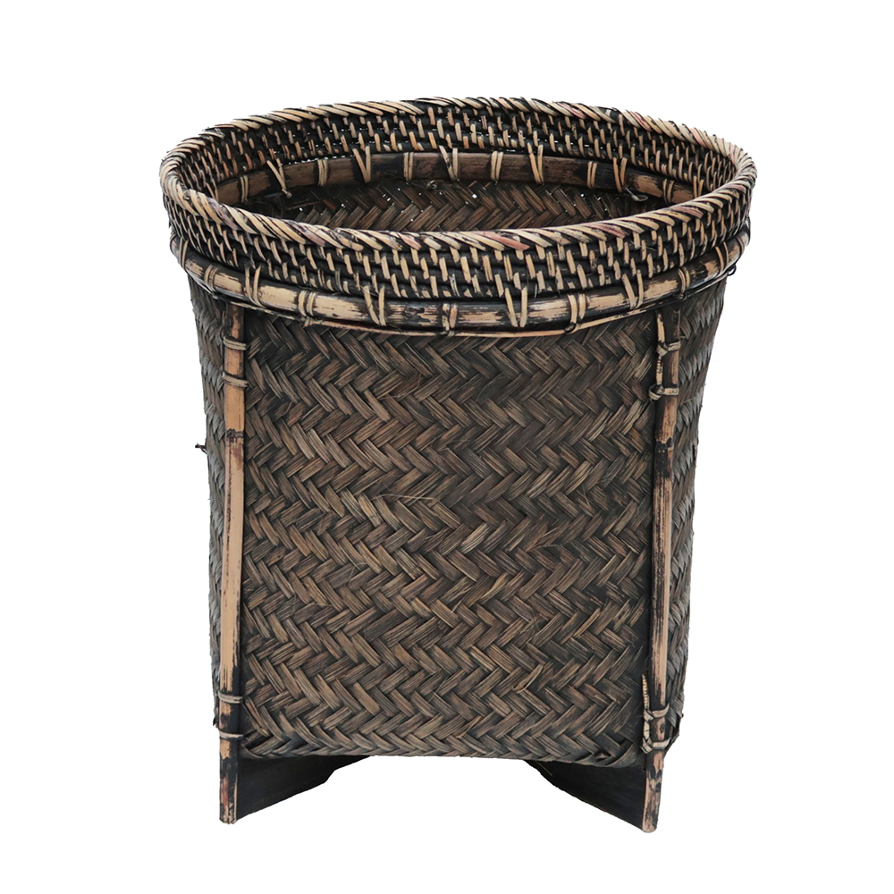 Decorative / Basket Bamboo Basket Black Wash