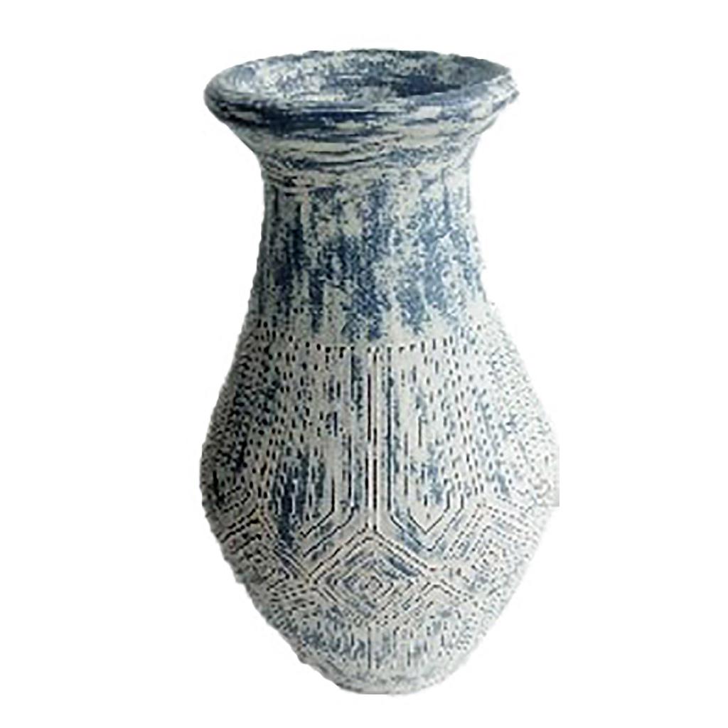 Top Floor Decor Terracotta Vase Blue White Wash