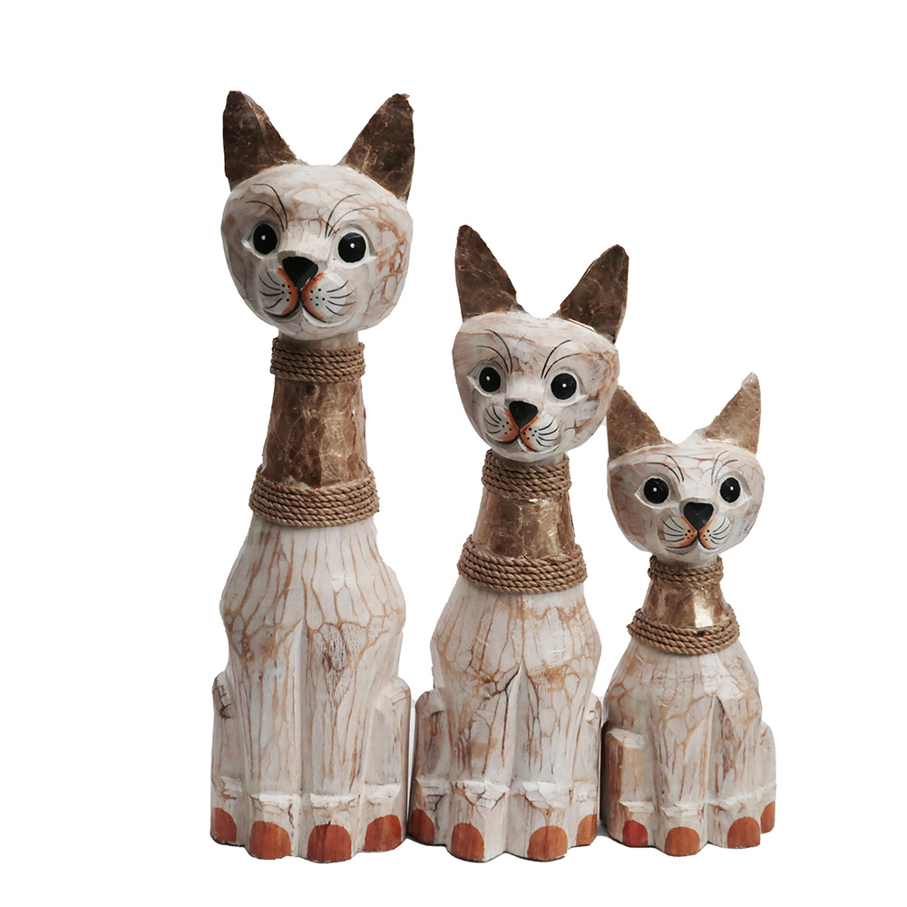 [20235255-1] Decorative Wooden Animal Standing Cat
