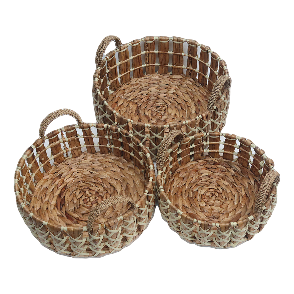 Top Table Decor Water Hyacinth Basket With Handle Antique