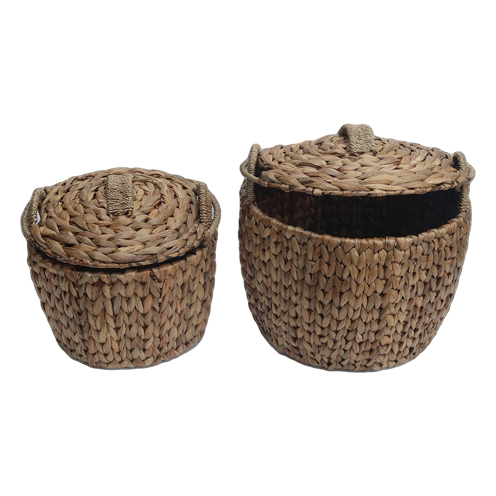 Top Table Decor Water Hyacinth Basket With Lid