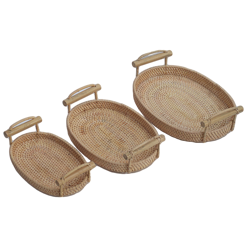 Top Table Decor Rattan Tray With Handle Antique