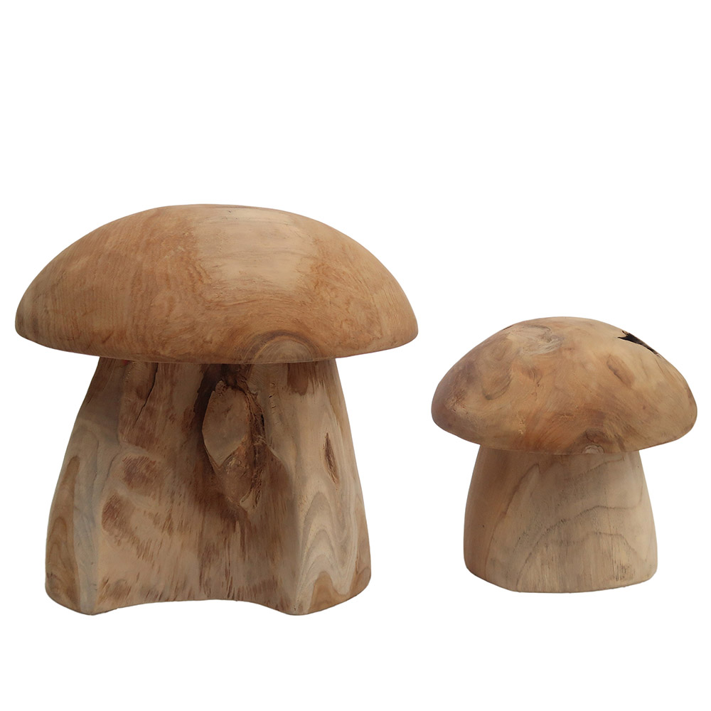 Top Table Decor Teak Wood Mushroom
