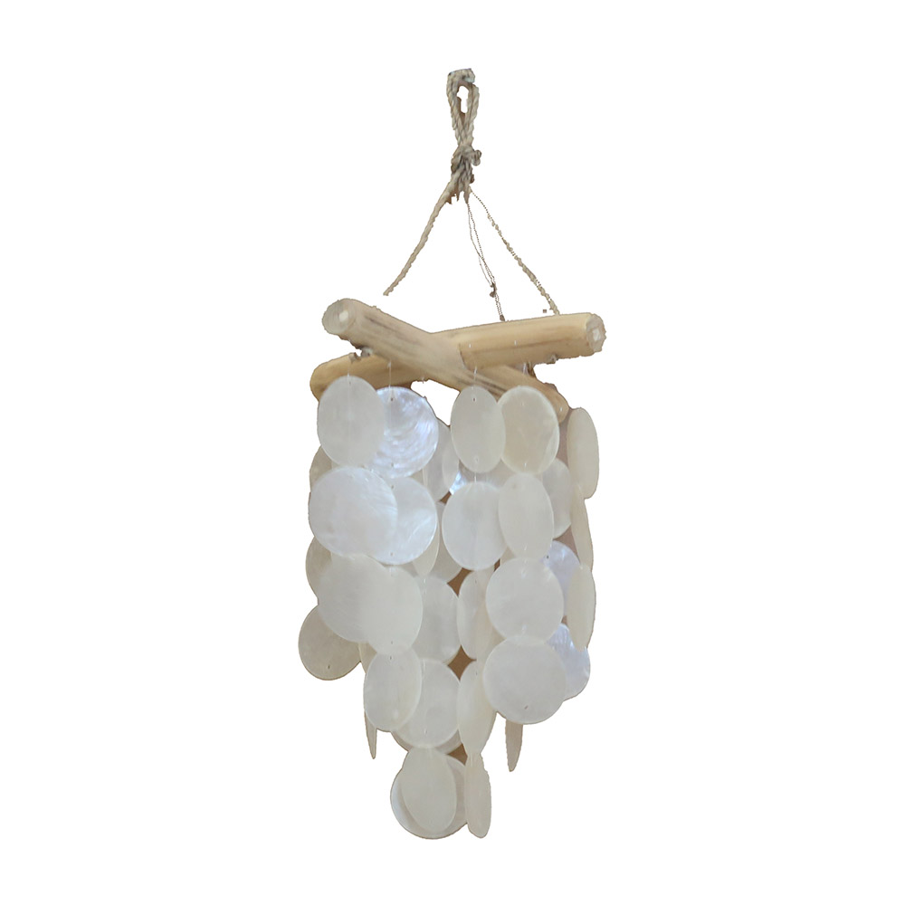 Wall Decor Shell Wood Wind Chime White Antique