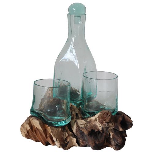 [20236471] Top Table Decor Wood Glass Glass On Wood Antique