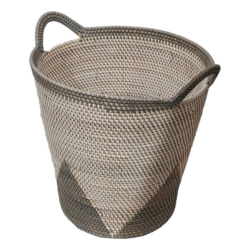 Decorative Rattan Basket With Handle White