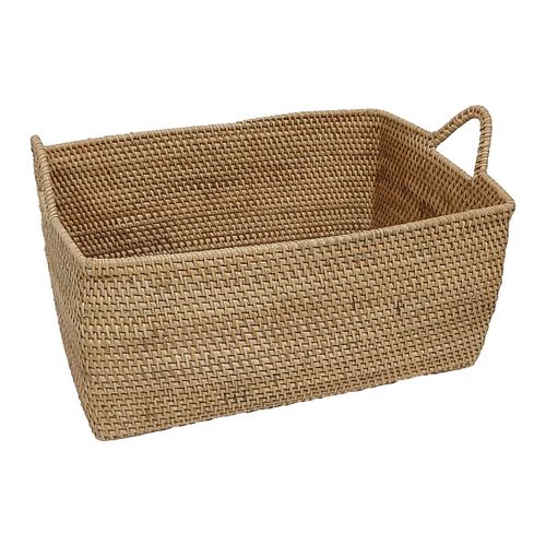 Decorative Rattan Basket With Handle Large Antique