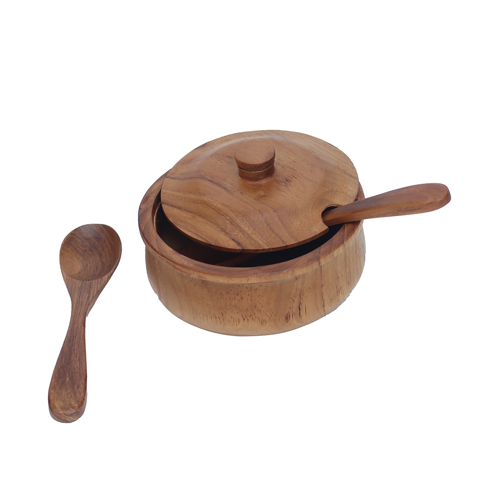 Kichen Ware Teak Wood Sugar Bowl Antique