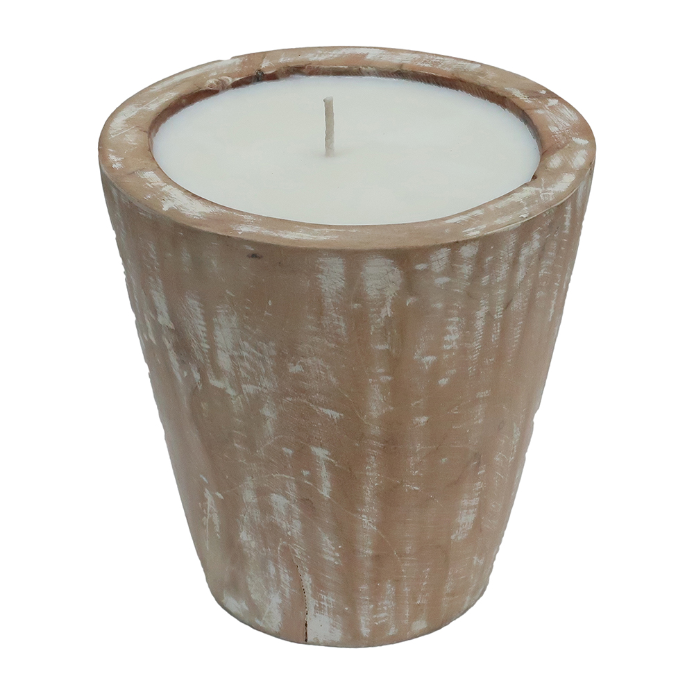 Decorative / Candle Teak Wood  Antique White Wash