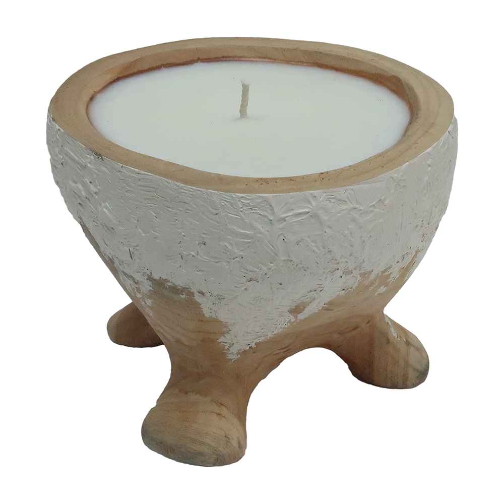Decorative / Candle Teak Wood  Antique White