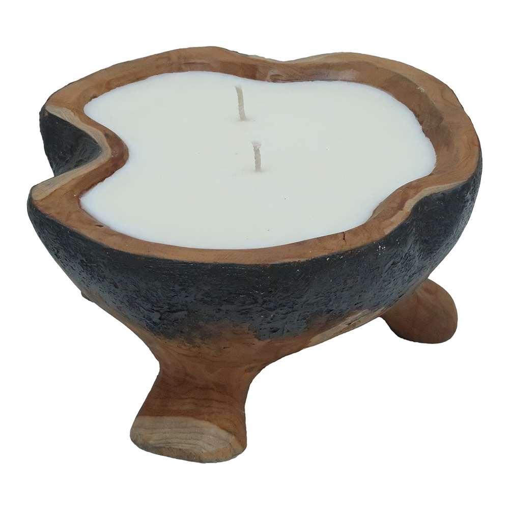 Decorative / Candle Teak Wood  Antique Blue White