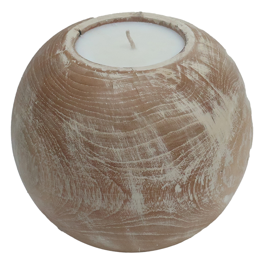 Decorative / Candle Teak Wood  Antique White