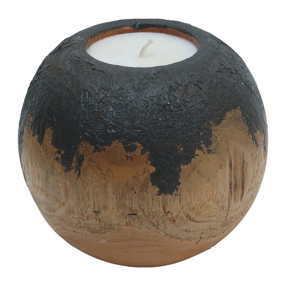 Decorative / Candle Teak Wood  Antique Black White