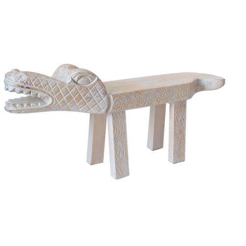 Furniture Wooden Crocodile Stoolr White Wash