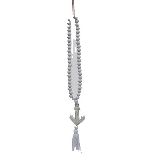 Acc Interior Wooden Beads Anchor Necklace White