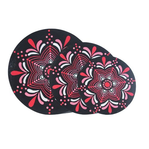 Wall Decor  Round Wall Decoration Red White