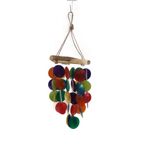 Wall Decor Shell Wood Wind Chime Red Green Yellow