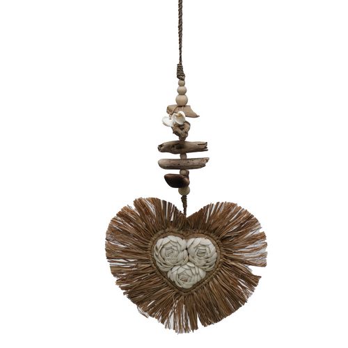 Accessories Hung Seagrass Shell Heart Hanging Antique White